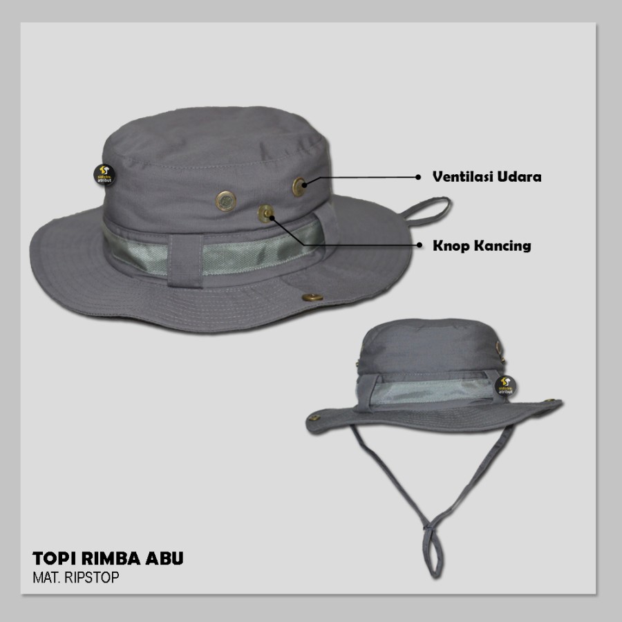 Topi Rimba Lapangan Topi Rimba Outdoor Warna Abu Abu - Toko Pasar Modern